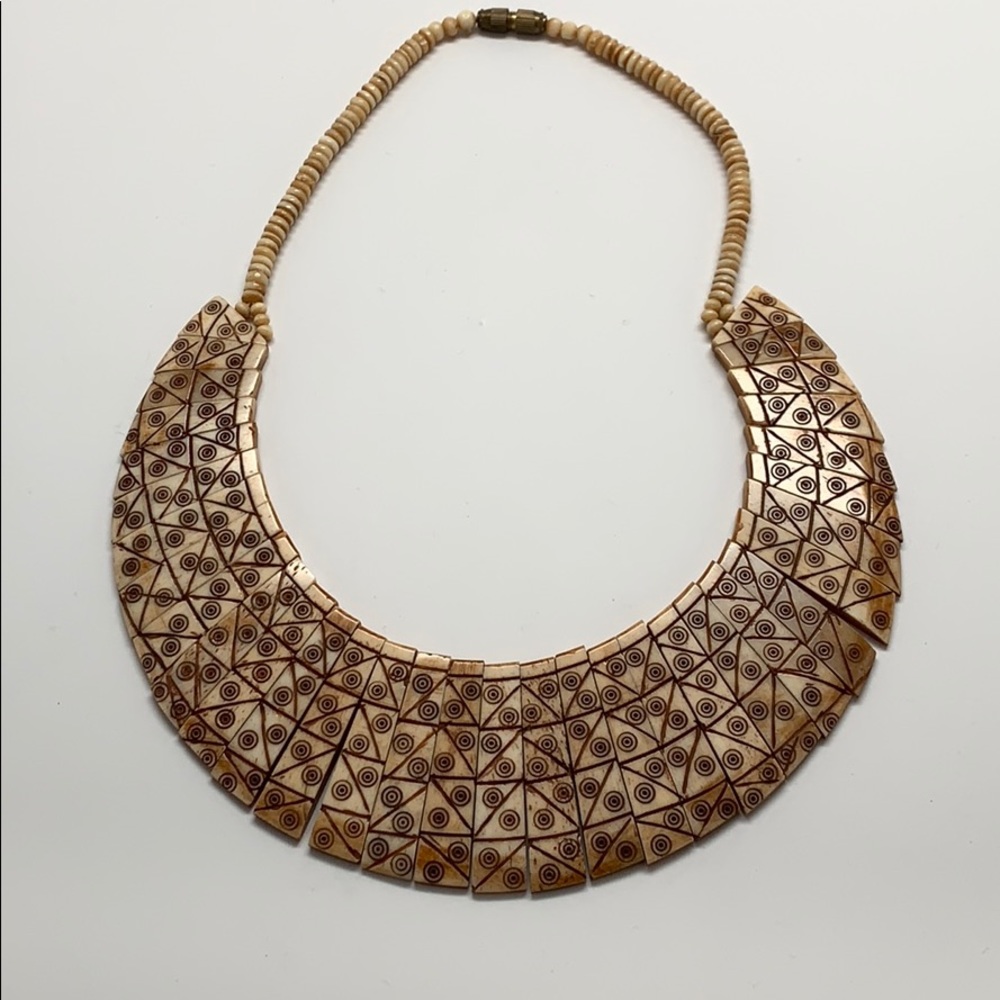 Choker necklace made from puka shells and wood